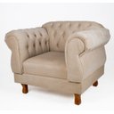 Ver imagem 1 de Uma Poltrona Elisabeth Chesterfield Capitonê + Um Puff - Suede Bege