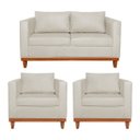 Ver imagem 1 de Kit Sofá 3 Lugares e 2 Poltronas Europa 180 cm Estilo Conforto e Elegância Linho - Doce Sonho Móveis