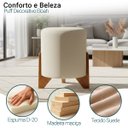 Ver imagem 2 de Puff Decorativo Eloah Redondo Assento Extra para Sala Quarto Suede Pufe com Pés de Madeira