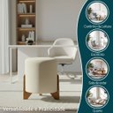 Ver imagem 4 de Puff Decorativo Eloah Redondo Assento Extra para Sala Quarto Suede Pufe com Pés de Madeira
