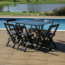 Ver imagem 2 de Jogo de Mesa 1,20 X 70 com 6 Cadeiras Dobráveis de Madeira Cor Preto - Móveis Britz