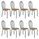 Ver imagem 1 de Kit 8 Cadeiras de Cozinha Texas Estampado Rattan Pés de Ferro Cromo Preto - Pallazio