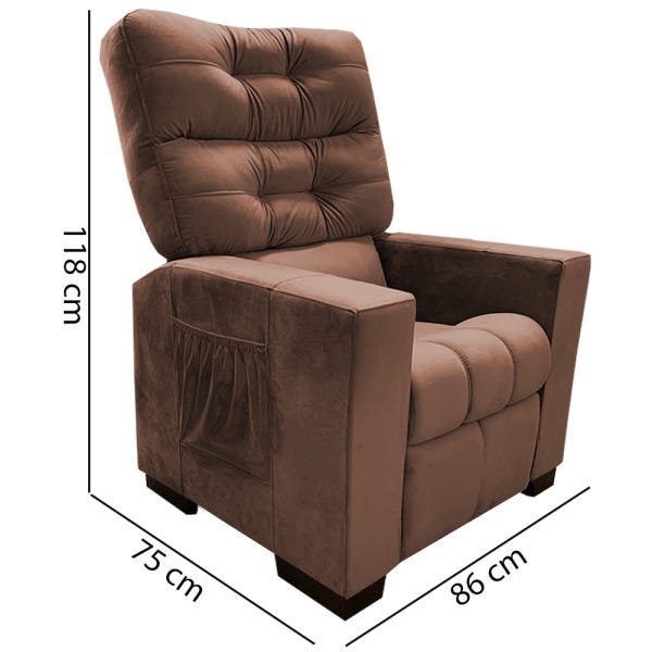 Kit 2 Poltrona Dubai Cadeira Reclinável Salão Clínica Consultório Suede Veludo Cookie - 2