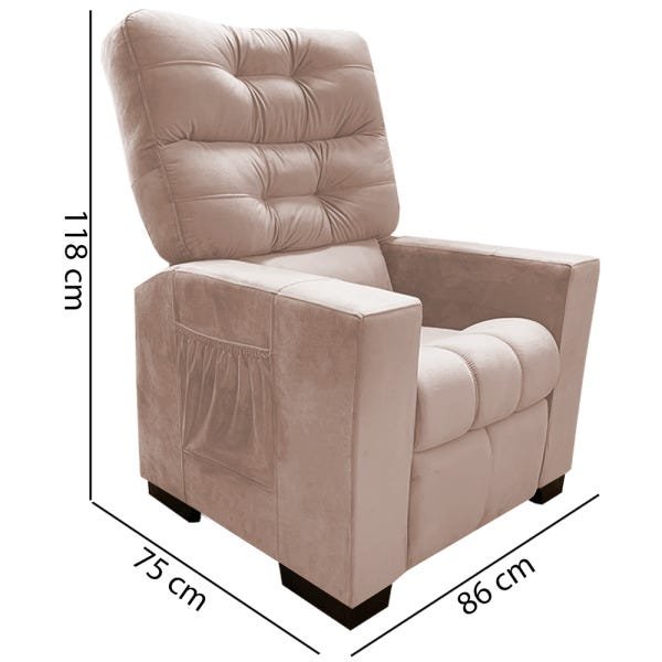 Kit 2 Poltrona Dubai Cadeira Reclinável Salão Clínica Consultório Suede Veludo Cinza - 2