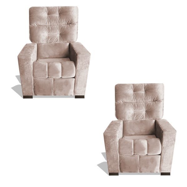 Kit 2 Poltrona Dubai Cadeira Reclinável Salão Clínica Consultório Suede Veludo Cinza - 1