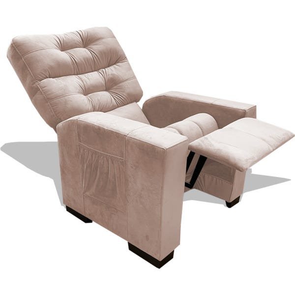 Kit 2 Poltrona Dubai Cadeira Reclinável Salão Clínica Consultório Suede Veludo Cinza - 5