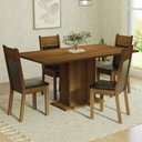 Ver imagem 1 de Conjunto Sala de Jantar Mesa Tampo de Madeira 4 Cadeiras Rustic/preto Elisa Madesa