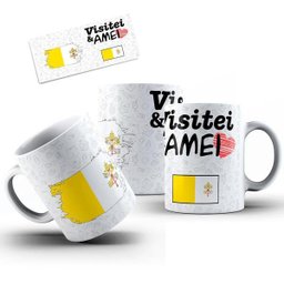 Caneca Cerâmica Bandeira Vaticano Visitei E Amei Viagem - 2