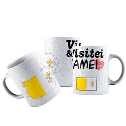 Caneca Cerâmica Bandeira Vaticano Visitei E Amei Viagem - 1