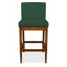 Banqueta Valencia Base de Madeira Maciça Veludo Verde Bandeira - 2