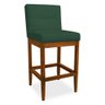 Banqueta Valencia Base de Madeira Maciça Veludo Verde Bandeira - 1