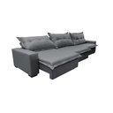 Ver imagem 7 de Sofá Retrátil e Reclinável 3.82m com Molas Ensacadas Cama inBox Prime Tecido Linho Cinza Escuro