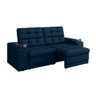 Sofá Confort Premium 2,05m Assento Retrátil/reclinável Porta Copos e Usb Suede Azul - Xflex Sofas - 3