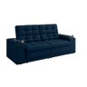 Sofá Confort Premium 2,05m Assento Retrátil/reclinável Porta Copos e Usb Suede Azul - Xflex Sofas - 4