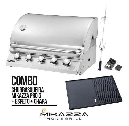 Churrasqueira à Gás Embutir Mikazza Pro 5 Combo + Chapa + Espeto Giratório - 1