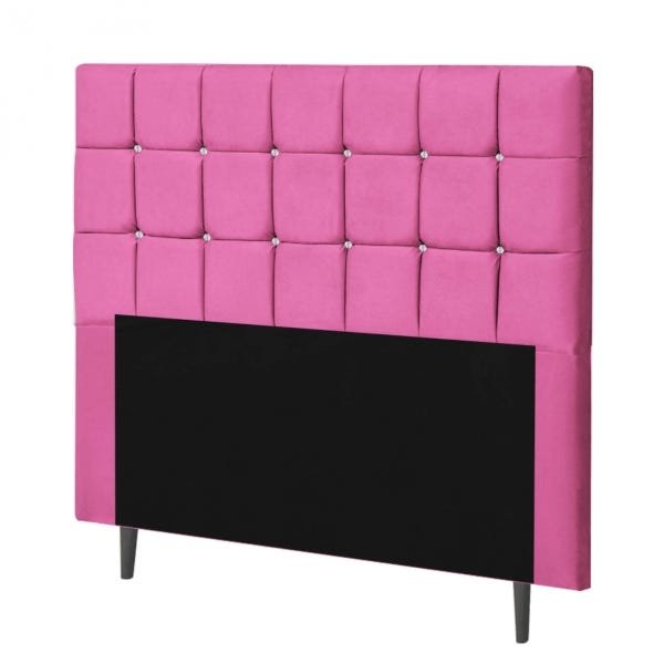Cabeceira Espanha Estofada Queen 160cm Corino Pink Com Strass Branco Bela Casa Shop - 2