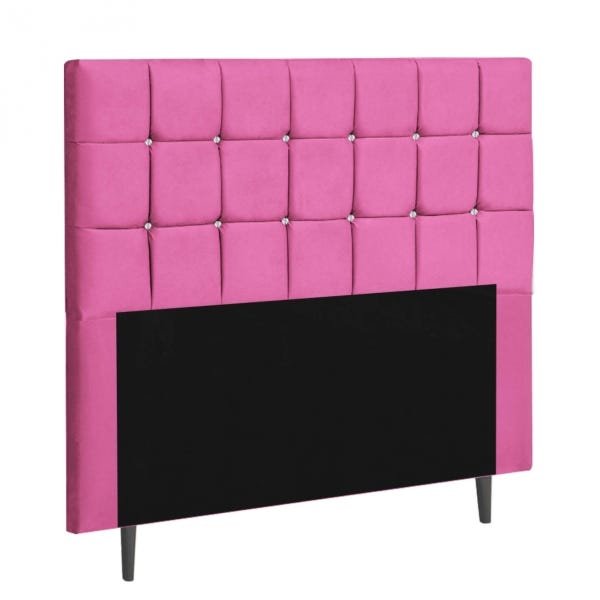 Cabeceira Espanha Estofada Queen 160cm Corino Pink Com Strass Branco Bela Casa Shop - 1