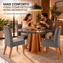 Ver imagem 6 de Conjunto Sala de Jantar Bristol 4 Lugares Mesa Redonda MDF 25mm 4 Cadeiras Estofadas Veludo