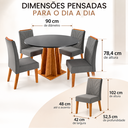 Ver imagem 3 de Conjunto Sala de Jantar Bristol 4 Lugares Mesa Redonda MDF 25mm 4 Cadeiras Estofadas Veludo