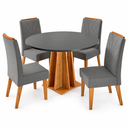 Ver imagem 2 de Conjunto Sala de Jantar Bristol 4 Lugares Mesa Redonda MDF 25mm 4 Cadeiras Estofadas Veludo