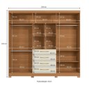 Ver imagem 3 de Guarda-Roupa Casal 6 Portas e 4 Gavetas com Espelho e Pés 235cm x 230cm Open Marrom/Canela/Off White