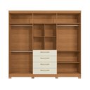 Ver imagem 5 de Guarda-Roupa Casal 6 Portas e 4 Gavetas com Espelho e Pés 235cm x 230cm Open Marrom/Canela/Off White