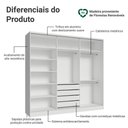 Ver mais imagens de Guarda Roupa Casal Malta 3 Portas de Correr 4 Gavetas MDF Branco Brilhante Madesa