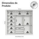 Ver imagem 6 de Guarda Roupa Casal Malta 3 Portas de Correr 4 Gavetas MDF Branco Brilhante Madesa