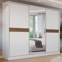 Ver imagem 1 de Guarda Roupa Casal Malta 3 Portas de Correr 4 Gavetas MDF Branco Brilhante Madesa