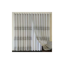 cortina de voal bordado cinza com forro de microfibra 6.00x2.50metro - 1