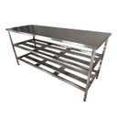Ver imagem 1 de Mesa Aço Inox Industrial 170x60x90cm com 2 Prateleiras Fenestradas Nortinox Profissional