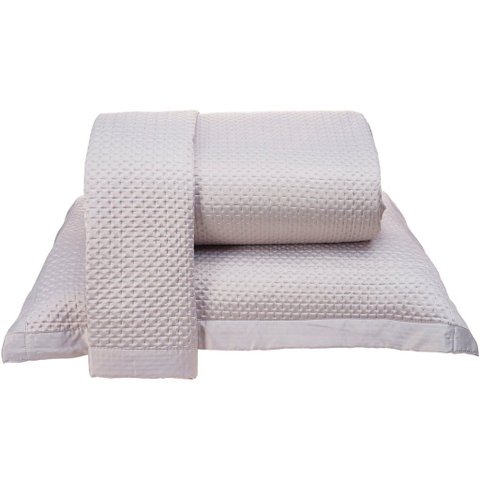 Kit Colcha Casal Satinatta Cetim 100% Póliéster 220x240cm Tessi Centeio Claro
