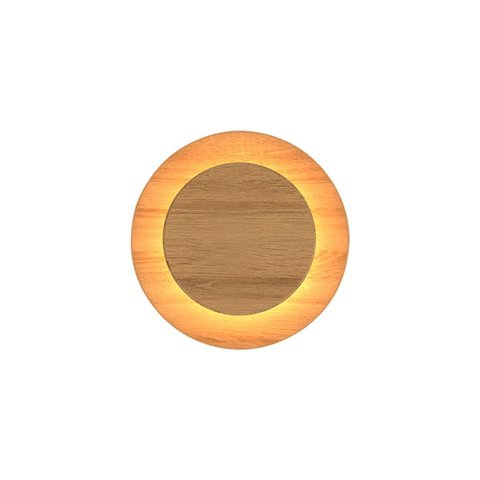 Arandela Eclipse Redonda 12w Led 3000k Luz Indireta Ip65 Externa Madeira