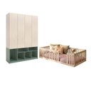 Ver imagem 3 de Quarto Montessori Cama Giulia e Guarda-Roupa Curió 4 Portas Casatema MadeiraOriginals Natural/Verde