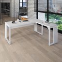 Ver imagem 1 de Mesa L Escritório Industrial 1,70m X 0,70m Pés Metal F5 Cor:branco