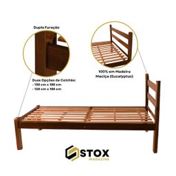 Cama Casal Reforçada 100% em Madeira Maciça Cor Imbuia - 3