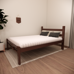 Cama Casal Reforçada 100% em Madeira Maciça Cor Imbuia - 1
