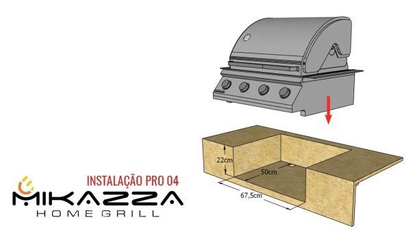 Churrasqueira à Gás Embutir Mikazza Pro 4 Combo + Chapa de Ferro Fundido + Capa Protetora - 8