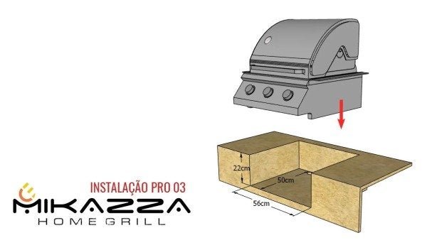 Churrasqueira à Gás Embutir Mikazza Pro 3 Combo + Chapa de Ferro Fundido + Capa Protetora + - 7