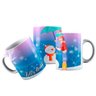 Caneca Cerâmica Menina Protegendo Boneco Neve Feliz Natal - 1