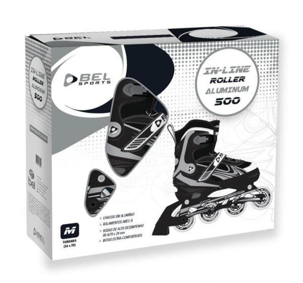 Patins Rollers Inline Aluminium 500 Preto Bel - M - 3