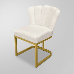 Kit 04 Cadeiras Flor Recepção Linho Bege- Base Ferro Dourado - 2