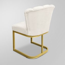 Kit 04 Cadeiras Flor Recepção Linho Bege- Base Ferro Dourado - 4