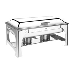 Rechaud Tramontina Retangular em Aço Inox Banho Maria Tampa Removivel com Fogareiro Cuba 1-1 9 L - 10