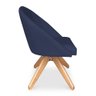 Poltrona Cadeira Giratória Bela Suede Azul Marinho Base de Madeira - Pallazio - 4