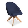 Poltrona Cadeira Giratória Bela Suede Azul Marinho Base de Madeira - Pallazio - 1