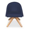 Poltrona Cadeira Giratória Bela Suede Azul Marinho Base de Madeira - Pallazio - 3