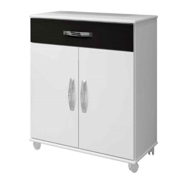 Balcão Londrina 02 Portas Arte Móveis Branco Branco/Preto - 1