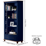 Estante para Livros de Madeira com 1 Gaveta Pés Torneados - Azul Bic com Tampo e Base Imbuia Glazer - 4