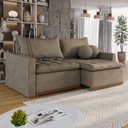 Ver imagem 1 de Sofá Cama Retrátil em Madeira Eucalipto e Veludo 220cm Flórida